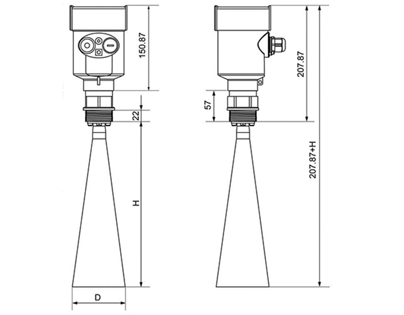 26GHz Radar level meter product size